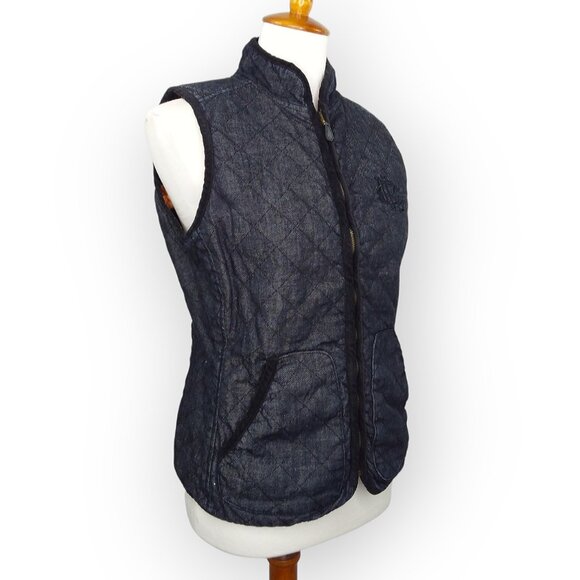 Vtg Ralph Lauren Quilted Vest Size Medium Equestrian Dark Denim Reversable - Picture 4 of 13
